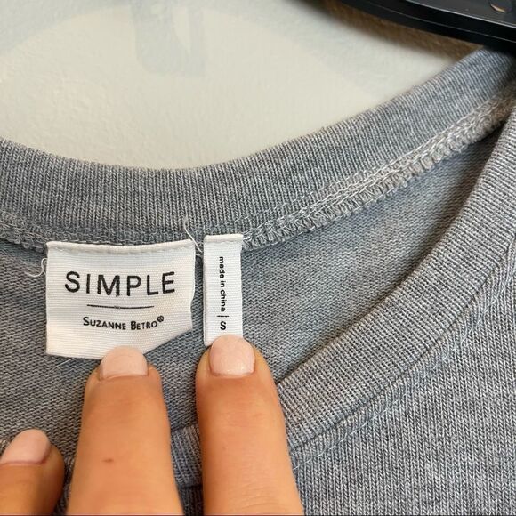 SIMPLE Suzanne Betro Heather Gray Ruffle Asymmetric Midi Dress - Picture 5 of 10